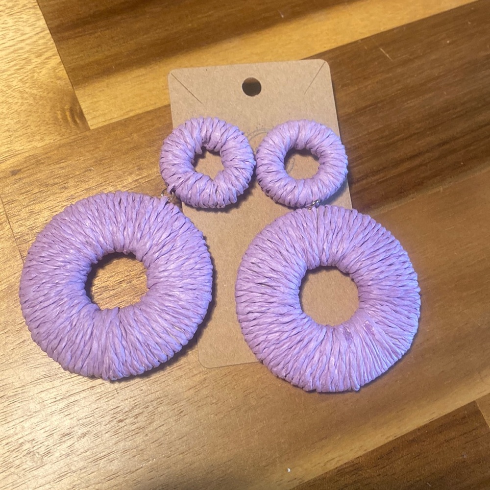Purple Raffia Earrings